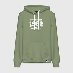 Толстовка-худи хлопковая женская Основана в 1982 году доведено до совершенства, цвет: авокадо