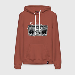 Толстовка-худи хлопковая женская Wu-Tang Boombox, цвет: кирпичный