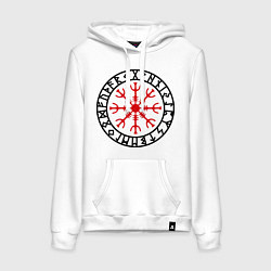 Толстовка-худи хлопковая женская Руна Aegishjalmur (Шлем ужаса), цвет: белый