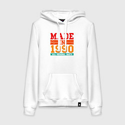 Толстовка-худи хлопковая женская Сделано в 1990 году, цвет: белый