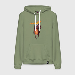 Толстовка-худи хлопковая женская Прикольный лосяш, цвет: авокадо