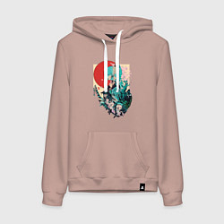 Толстовка-худи хлопковая женская Аяка самурай - Геншин Импакт, цвет: пыльно-розовый