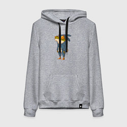 Толстовка-худи хлопковая женская Странная лягуха-заяц, цвет: меланж