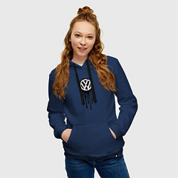 Толстовка-худи хлопковая женская Volkswagen - art logo, цвет: тёмно-синий — фото 2