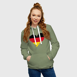 Толстовка-худи хлопковая женская Сердце - Германия, цвет: авокадо — фото 2