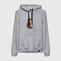 Толстовка-худи хлопковая женская Ёжик с узелком, цвет: меланж