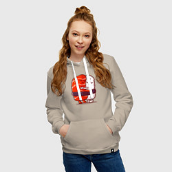 Толстовка-худи хлопковая женская Суши Любимые Обнимашки, цвет: миндальный — фото 2