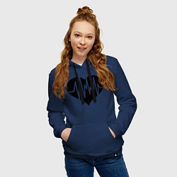 Толстовка-худи хлопковая женская Кардиограмма сердца, цвет: тёмно-синий — фото 2