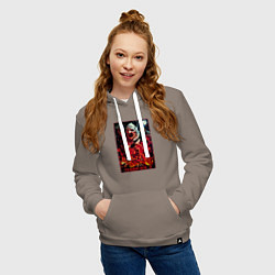 Толстовка-худи хлопковая женская Ужасающий 2, цвет: утренний латте — фото 2