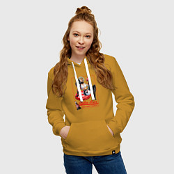 Толстовка-худи хлопковая женская Nuka - cola girl, цвет: горчичный — фото 2