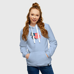 Толстовка-худи хлопковая женская Американский футбол с флагом США, цвет: мягкое небо — фото 2