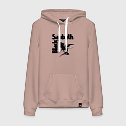 Толстовка-худи хлопковая женская Блэк Саббат метал, цвет: пыльно-розовый