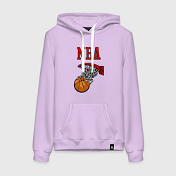 Толстовка-худи хлопковая женская Basketball - NBA logo, цвет: лаванда