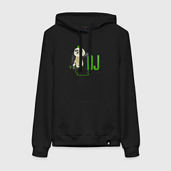 Толстовка-худи хлопковая женская DJ панда я люблю музыку, цвет: черный