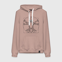 Толстовка-худи хлопковая женская Vitruvian Bender, цвет: пыльно-розовый