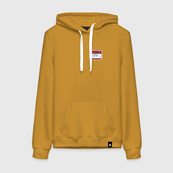Толстовка-худи хлопковая женская Hello I am Stay, цвет: горчичный