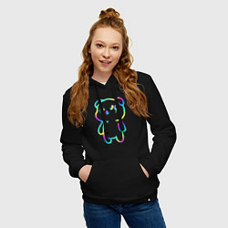 Толстовка-худи хлопковая женская Cool neon bear, цвет: черный — фото 2