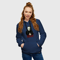 Толстовка-худи хлопковая женская Slipknot mask, цвет: тёмно-синий — фото 2