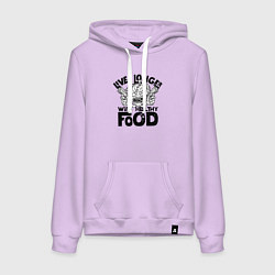 Толстовка-худи хлопковая женская Живи дольше со здоровой пищей, цвет: лаванда
