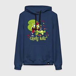 Толстовка-худи хлопковая женская Nutty - candy kills, цвет: тёмно-синий