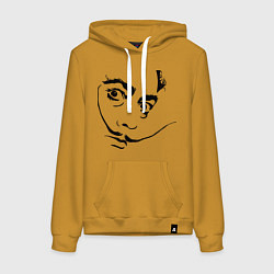 Толстовка-худи хлопковая женская Salvador Domingo Felipe Jacinto Dali, цвет: горчичный