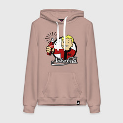 Толстовка-худи хлопковая женская Vault boy - nuka cola, цвет: пыльно-розовый