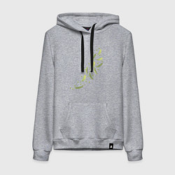 Толстовка-худи хлопковая женская Тропические листья разлетаются, цвет: меланж