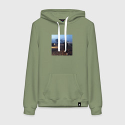 Толстовка-худи хлопковая женская Pharaoh Philarmonia, цвет: авокадо