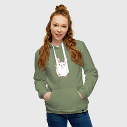 Толстовка-худи хлопковая женская Круглый кролик, цвет: авокадо — фото 2
