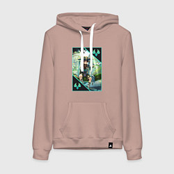 Толстовка-худи хлопковая женская Скарамучча анемо странник, цвет: пыльно-розовый
