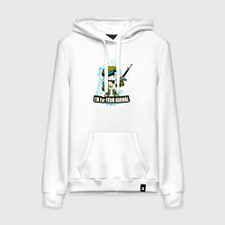 Толстовка-худи хлопковая женская Берегись, я ненормальный, цвет: белый