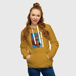 Толстовка-худи хлопковая женская Pink Floyd Meddle, цвет: горчичный — фото 2