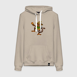 Толстовка-худи хлопковая женская Забавная обезьянка в мексиканском стиле, цвет: миндальный