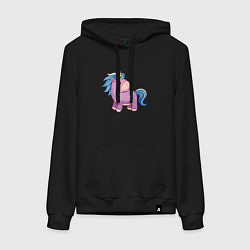 Толстовка-худи хлопковая женская Фиолетовый единорог, цвет: черный