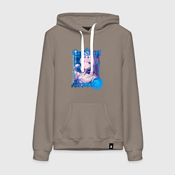 Толстовка-худи хлопковая женская Кокоми гидро элемент, цвет: утренний латте