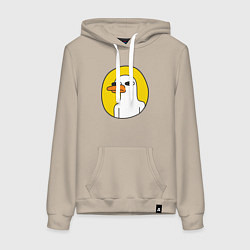 Толстовка-худи хлопковая женская Серьезный гусь, цвет: миндальный