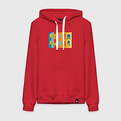 Толстовка-худи хлопковая женская Звездный путь корабли, цвет: красный
