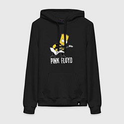 Толстовка-худи хлопковая женская Pink Floyd Барт Симпсон рокер, цвет: черный