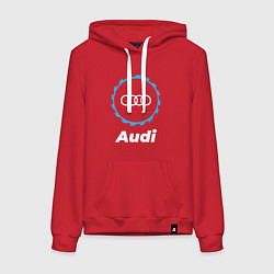 Толстовка-худи хлопковая женская Audi в стиле Top Gear, цвет: красный