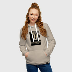 Толстовка-худи хлопковая женская Ленин, Маркс и Энгельс, цвет: миндальный — фото 2