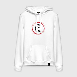 Женская толстовка-худи Символ Among Us и красная краска вокруг