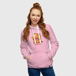 Толстовка-худи хлопковая женская Duff beer brewing, цвет: светло-розовый — фото 2