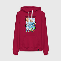 Толстовка-худи хлопковая женская Холанд Эрлинг, цвет: маджента