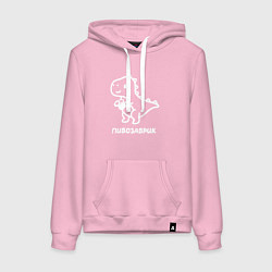 Толстовка-худи хлопковая женская Минималистичный пивозаврик, цвет: светло-розовый