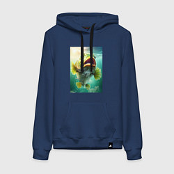 Толстовка-худи хлопковая женская Большой карп, цвет: тёмно-синий