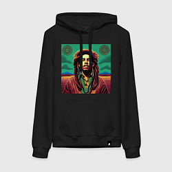 Женская толстовка-худи Digital Art Bob Marley in the field