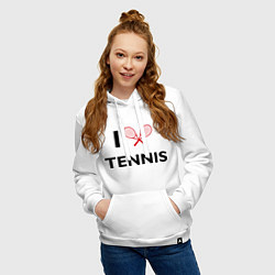 Толстовка-худи хлопковая женская I Love Tennis, цвет: белый — фото 2