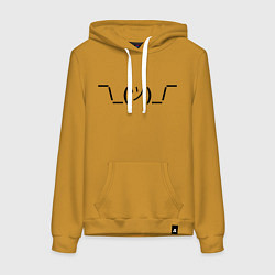 Толстовка-худи хлопковая женская Эмодзи I dont know - темный, цвет: горчичный