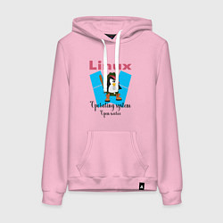 Толстовка-худи хлопковая женская Пингвин линукс в шляпе, цвет: светло-розовый