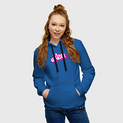 Толстовка-худи хлопковая женская Логотип розовый Кен, цвет: синий — фото 2